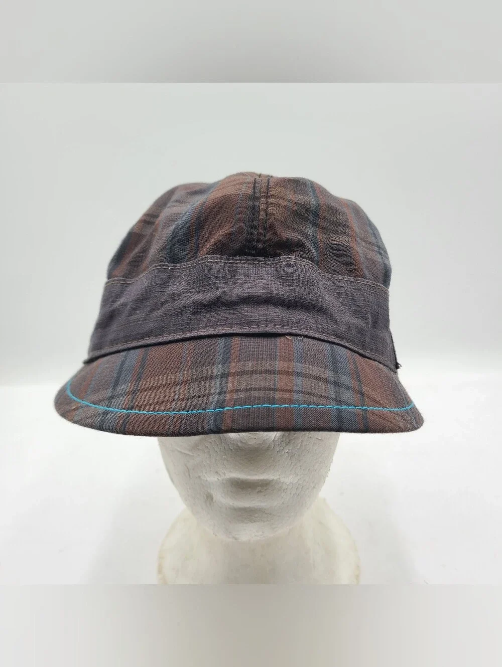 B55 Goorin Bros Womens Cadet Plaid Hat Size Large Newsboys Military